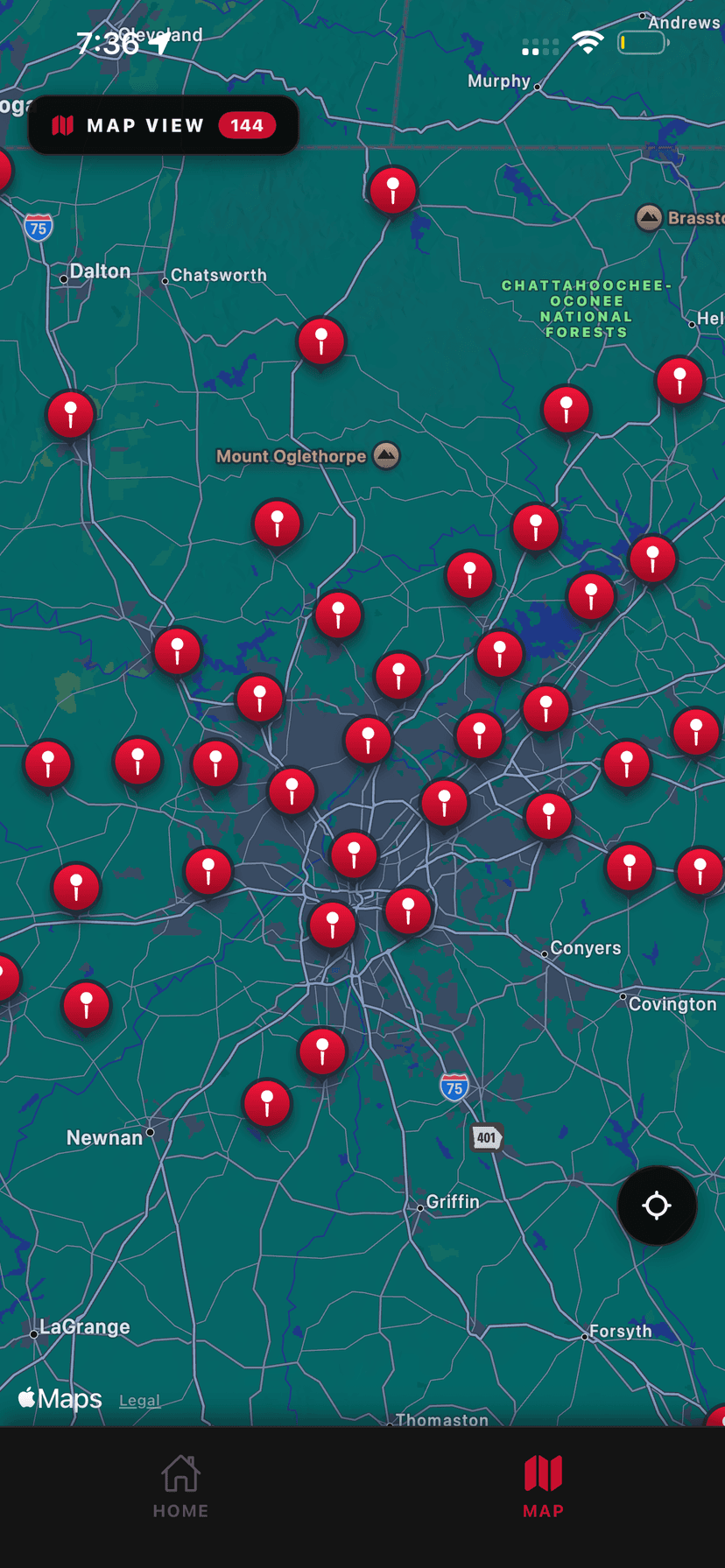 Field Scouts home screen showing 144 Georgia parks