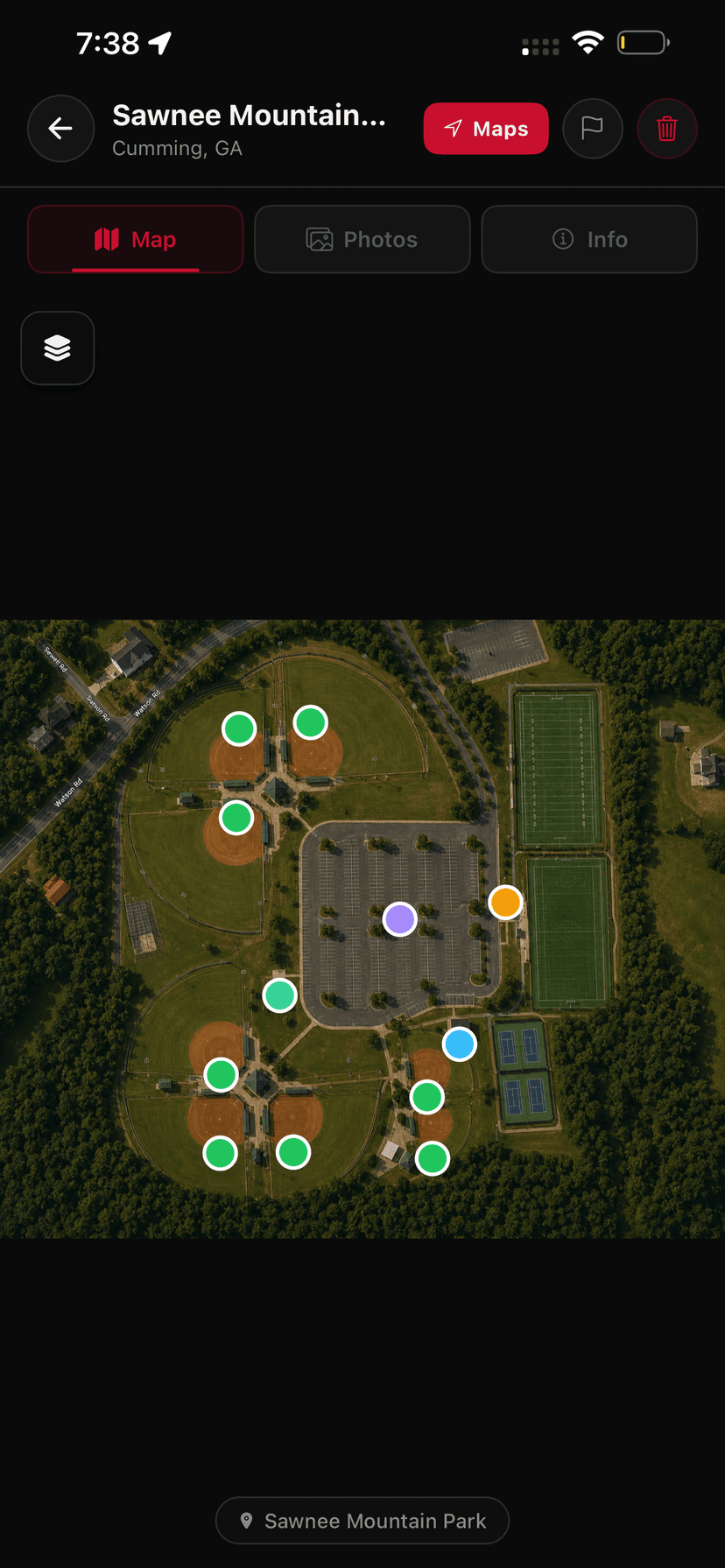 Georgia statewide map showing all park locations